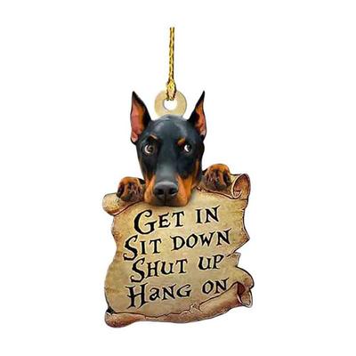 Cute Dog Ornament Lovely Acrylic Animal Car Hanger Car Decor Two Sided Ornament