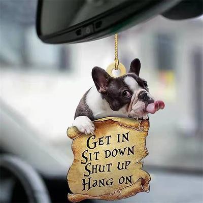 Cute Dog Ornament Lovely Acrylic Animal Car Hanger Car Decor Two Sided Ornament