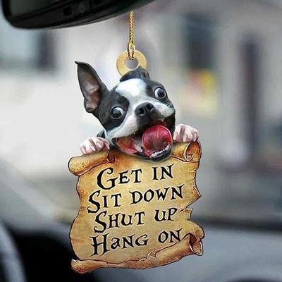 Cute Dog Ornament Lovely Acrylic Animal Car Hanger Car Decor Two Sided Ornament