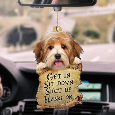 Cute Dog Ornament Lovely Acrylic Animal Car Hanger Car Decor Two Sided Ornament