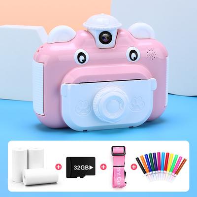 Kids Camera Instant Print Camera for Children 1080P HD Video Photo Camera Toys with 32GB Card Print Paper Color Pens Set Rechargeable Digital Camera for Kids