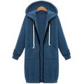 Women's Casual Jacket Fall Hoodie Jacket Warm Windproof Long Coat with Pocket Full Zip Sport Plain Coat Regular Fit Outerwear Long Sleeve Winter Black Blue Pink XL XXL