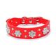 dog leather pu collar,bling flower studded rhinestone dogs collars,adjustable buckle pet necklace collar,for small medium pets,red xs fba