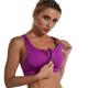 Women's High Support Sports Bra Running Bra Wirefree Zip Front Bra Top Padded Yoga Gym Workout Running High Impact Breathable Quick Dry Spandex Black Blue Purple Solid Colored