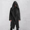 Men's Trench Coat Hooded Cloak Outdoor Daily Wear Fall Winter Polyester Outerwear Clothing Apparel Fashion Streetwear Plain Pocket Hooded