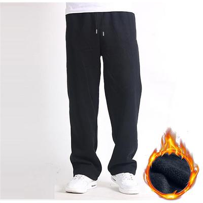 Men's Sweatpants Jogging Pants Straight Leg Sweatpants Sports Pants Elastic Waist Straight Leg Solid Color Warm Daily Sports Streetwear Black Navy Blue Micro-elastic