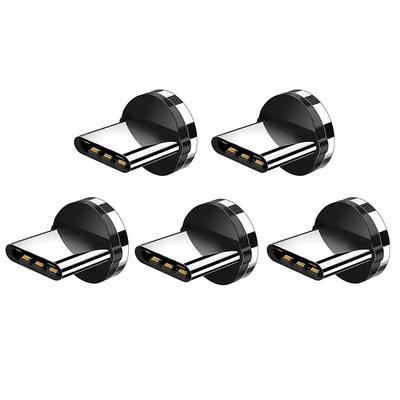5Pcs Magnetic Plug Connector Universal For Round One Ponit Magnetic Cable Type C Micro USB Magnet Replacement Parts Mobile Phone Dust Plug Adapter Gift For Birthday/Valentines/Easter/Boy/Girlfriends