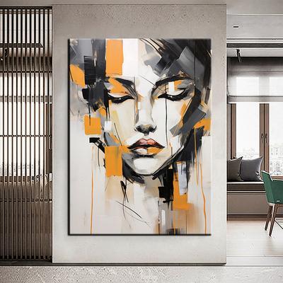 100% Large Hand Painted Wall Art Figure Abstract Textured Painting Woman Painting Orange Texture Painting Woman Abstract Painting Textured Wall Art Home Decoration Decor ready to hang or canvas