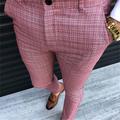 Men's Trousers Chinos Chino Pants Tights Plaid Dress Pants Pocket Plaid Comfort Breathable Full Length Casual Daily Fashion Streetwear Pink Blue