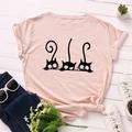 Women's T shirt Tee BurgundyTee Blouse Cotton 100% Cotton Animal Cat Daily Vacation Going out White Yellow Pink Print Short Sleeve Basic Crew Neck Regular Fit Summer Spring