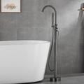 Bathtub Faucet Floor Mount Freestanding Tub Filler Brass High Flow Shower Faucets with Handheld Shower Mixer Taps Swivel Spout(Gun Grey)