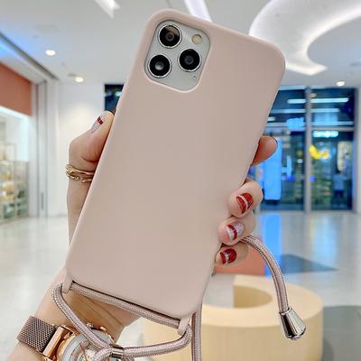 Phone Case For iPhone 16 15 14 Pro Max Plus 16e 13 12 11 Pro Max Mini Back Cover Liquid Silicone Case with Lanyard Shockproof Solid Color Silicone