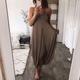 Women's Casual Dress Summer Dress Plain Dress Long Dress Maxi Dress Split Date Bohemia Boho Spaghetti Strap Sleeveless Black White Blue Color