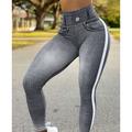 Women's Jeans Normal Denim Solid Color Light Blue Black Fashion High Waist Ankle-Length Casual Weekend