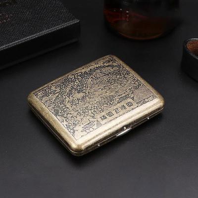 Vintage Cigarette Case with Both Sides Open to Support Generation of Bronze Condensed Flower Metal Flip-top Carved(Can Hold 20 Cigarette)