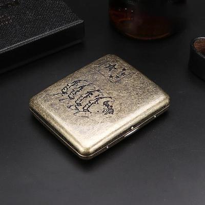 20 Sticks of Cigarette Case with Both Sides Open to Support Generation of Bronze Condensed Flower Metal Flip-top Carved Cigarette Case