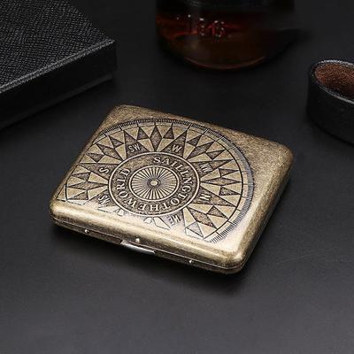 Vintage Cigarette Case with Both Sides Open to Support Generation of Bronze Condensed Flower Metal Flip-top Carved(Can Hold 20 Cigarette)