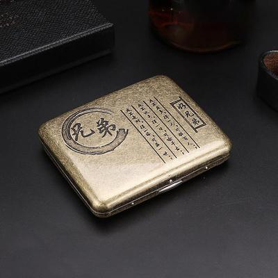 20 Sticks of Cigarette Case with Both Sides Open to Support Generation of Bronze Condensed Flower Metal Flip-top Carved Cigarette Case