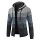 Men's Cardigan Sweater Zip Sweater Fleece Sweater Ribbed Knit Knitted Color Block Hooded Warm Ups Modern Contemporary Daily Wear Going out Clothing Apparel Fall Winter Navy Blue Red White S M L