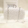 Women's Clutch Bags for Evening Bridal Wedding Party with Pearls in Pearl White Pink