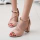 Women's Sandals Dress Shoes Block Heel Sandals Ankle Strap Sandals Party Office Daily Solid Color Summer Block Heel Chunky Heel Peep Toe Elegant Classic Casual Suede Ankle Strap Black Pink Army Green