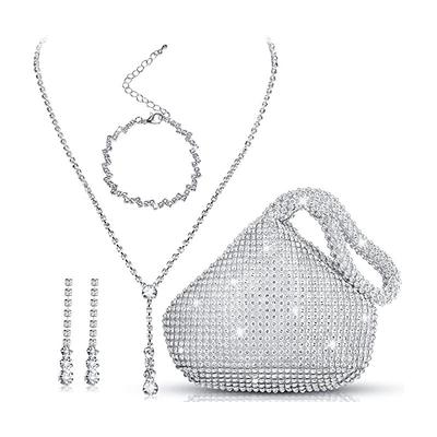 Banquet Bag Nightclub Evening Party Super Flash Accessories Fashionable High-End Diamond Inlaid Earrings Necklace Bracelet Set