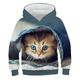 Kids Boys Girls Hoodie Pullover Cat Dinosaur Animal 3D Print Long Sleeve Kid Top Casual 2-12 Years Winter White Red Blue