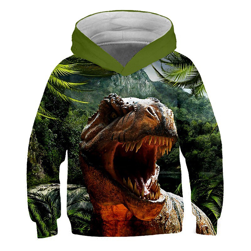 Kids Boys Girls Hoodie Pullover Cat Dinosaur Animal 3D Print Long Sleeve Kid Top Casual 2-12 Years Winter White Red Blue