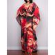 Women's Casual Dress Swing Dress Floral Stripe Print V Neck Long Dress Maxi Dress Maxi Boho Holiday Vacation Long Sleeve Loose Fit Black White Yellow Summer Spring One-Size