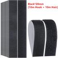 Double-Sided Adhesive 10M Extra Strong Self-Adhesive Hook and Loop Tape Roll Sticky Back Strip with Strong Adhesive Tape Strip Fastener 20mm Wide Black Used in Sewing School Office Home