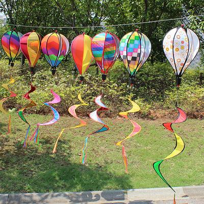 Rainbow Hot Air Balloon Wind Strip Sequin Solid Color Windmill Cross-border Rotating Colorful Wind Spinner Outdoor Garden Decor