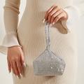 Women's Handbag Evening Bag Silk Synthetic Party Outdoor Rhinestone Crystals Lightweight Durable Anti-Shock Solid Color Silver Black Champagne
