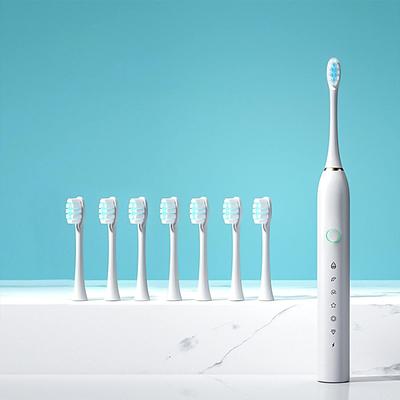 Electric Toothbrush with 8 Brush Heads Smart 6-Speed Timer IPX7 Waterproof Travel Rechargeable Power Toothbrush with Timer for Women Men