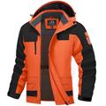 Men's Winter Jacket Hiking Jacket Rain Jacket Windcheater Jacket Sports Outdoor Camping Hiking Waterproof Windproof Hooded Spring Fall Winter Patchwork Ivory white Black Orange Army Green Dark