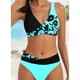 Women's Swimwear Bikini 2 Piece Normal Swimsuit 2 Piece Sexy Floral Color Block V Wire Vacation Beach Wear Bathing Suits