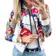 Women's Bomber Jacket Casual Jacket Varsity Jacket Lips Print Regular Coat Stand Collar Regular Fit Breathable Lightweight Casual Jacket Long Sleeve Print Fall Spring Casual Daily