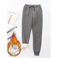 Women's Fleece Pants Sweatpants Chinos Cotton Solid Color Full Length Micro-elastic High Waist Fashion Streetwear Street Daily claret Light Gray S M Fall Winter