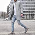 Men's Winter Coat Overcoat Trench Coat Short Coat Overcoat Work Business Winter Polyester Warm Outerwear Clothing Apparel Solid Colored Classic Style Notch lapel collar