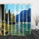 White Clouds And Waves Digital Printing Shower Curtain Shower Curtains Hooks Modern Polyester New Design