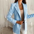 Women's Blazer Casual Jacket Office Work Casual Fall Spring Regular Coat Regular Fit Warm Casual Jacket Long Sleeve Solid Color Quilted Blue Pink Yellow