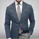 Men's Casual Lightweight Blazer Jacket Peaked Lapel Coat Regular Fit Elegant Jacket Blue Spring Fall 2024