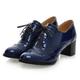 Women's Pumps Oxfords Brogue Dress Shoes Daily Solid Color Solid Colored Summer Block Heel Round Toe Classic British Patent Leather Lace-up Black Burgundy Blue