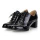 Women's Pumps Oxfords Brogue Dress Shoes Daily Solid Color Solid Colored Summer Block Heel Round Toe Classic British Patent Leather Lace-up Black Burgundy Blue