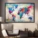 World Map Prints Wall Art Modern Picture Home Decor Wall Hanging Gift Rolled Canvas Unframed Unstretched