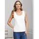 Women's Tank Top Vest 100% Cotton Plain Casual White Sleeveless Basic Classic Square Neck Summer