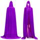 Unisex Black Velvet Adult Cape Full Length Hooded Robe Halloween Cloak Halloween Carnival Witch Cape
