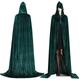 Unisex Black Velvet Adult Cape Full Length Hooded Robe Halloween Cloak Halloween Carnival Witch Cape