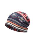 Boho Vintage Print Beanie Cap Elastic Skull Lightweight Warm Headwaer Casual Knit Hats For Women