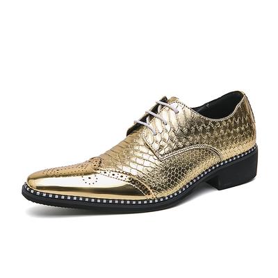 Men's Oxfords Derby Shoes Brogue Dress Shoes Plus Size Business Wedding Party Evening PU Lace-up Gold Fall Winter