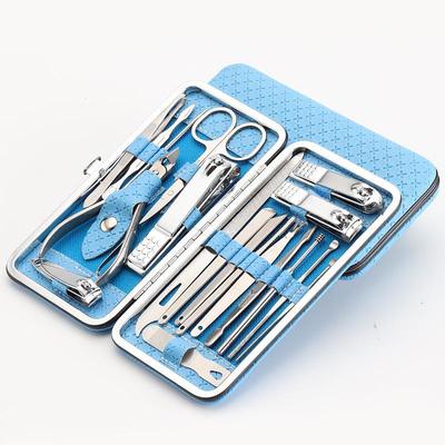 19 in 1 Stainless Steel Manicure Set For Foot Fitting Set Professional Pedicure Kit Nail Scissors Grooming Kit with Leather Travel Case for Women and Men